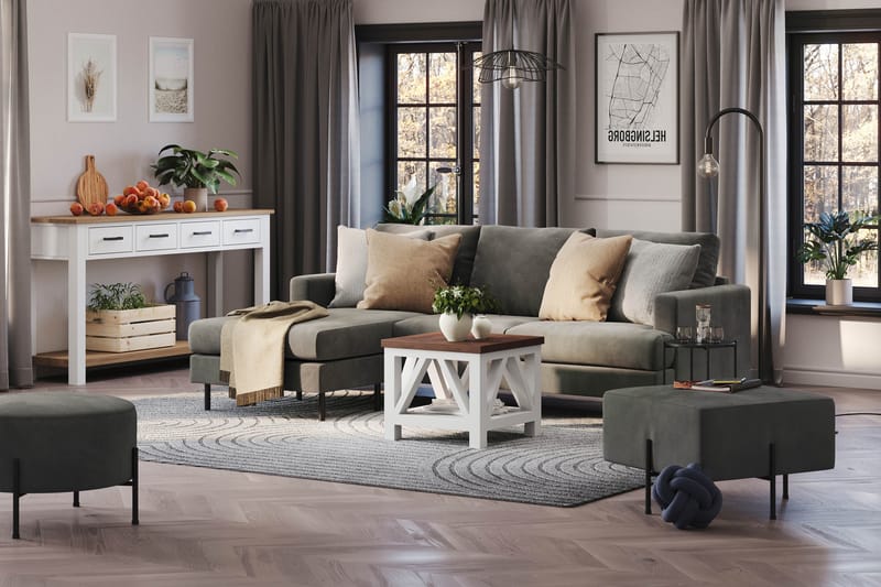 Compact Sofa Menard med Divan 3-seter - Grå - Møbler - Sofaer - Sofaer med sjeselong - 3 seters sofa med divan