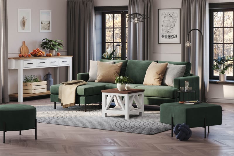 Compact Sofa Menard med Divan 3-seter - Grønn - Møbler - Sofaer - Sofaer med sjeselong - 3 seters sofa med divan