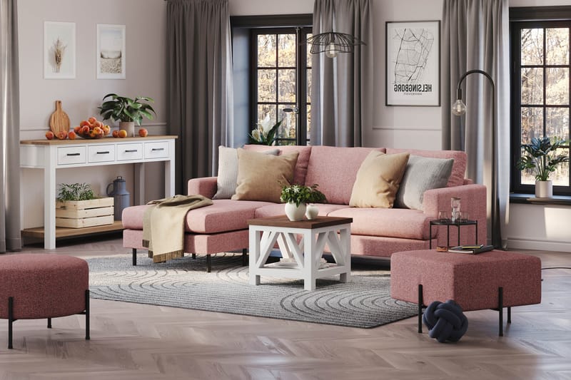 Compact Sofa Menard med Divan 3-seter - Lilla - Møbler - Sofaer - Sofaer med sjeselong - 3 seters sofa med divan