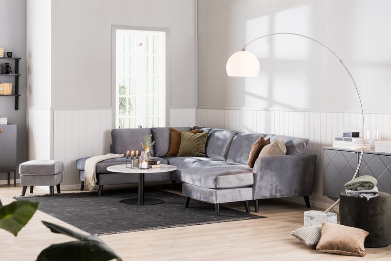 Divansofa Colt 3-seter Høyre Fløyel - Lysgrå - Møbler - Sofaer - Sofaer med sjeselong - 3 seters sofa med divan