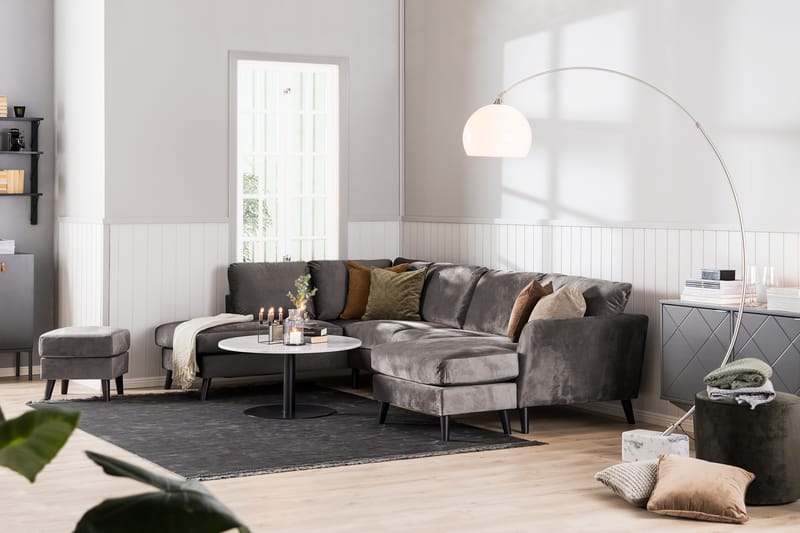 Divansofa Colt 3-seter Venstre Fløyel - Mørkgrå - Møbler - Sofaer - Sofaer med sjeselong - 3 seters sofa med divan