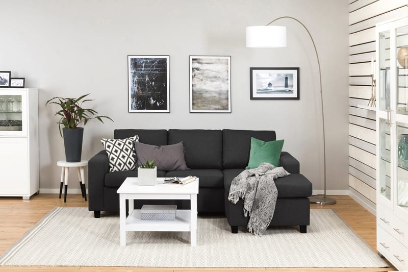 Divansofa Nevada 3-seter Vendbar - Antrasitt - Møbler - Sofaer - Sofaer med sjeselong - 3 seters sofa med divan