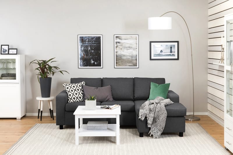 Divansofa Nevada 3-seter Vendbar - Mørkgrå - Møbler - Sofaer - Sofaer med sjeselong - 3 seters sofa med divan