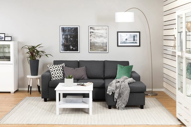 Divansofa Nevada 3-seter Vendbar - Mørkgrå - Møbler - Sofaer - Sofaer med sjeselong - 3 seters sofa med divan