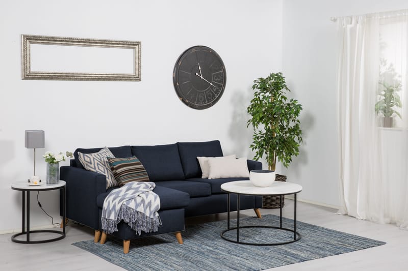 Divansofa Yen 3-seter Vendbar - Blå - Møbler - Sofaer - Sofaer med sjeselong - 3 seters sofa med divan