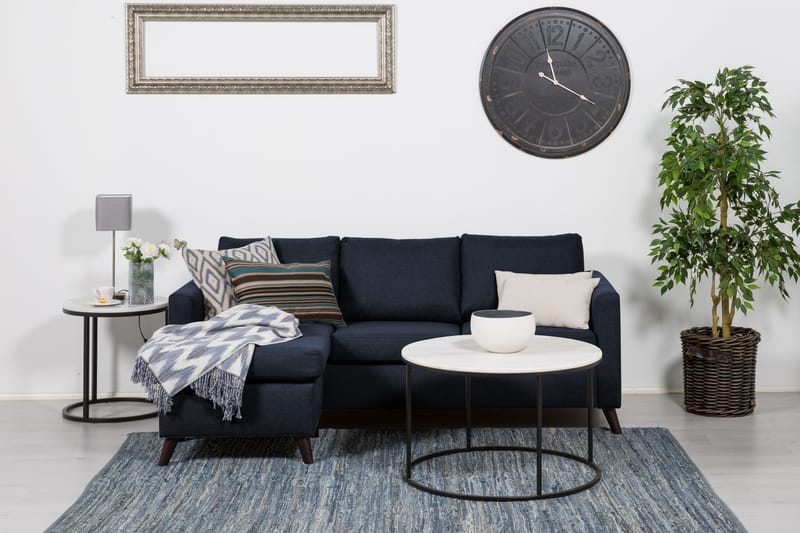 Divansofa Yen 3-seter Vendbar - Blå - Møbler - Sofaer - Sofaer med sjeselong - 3 seters sofa med divan