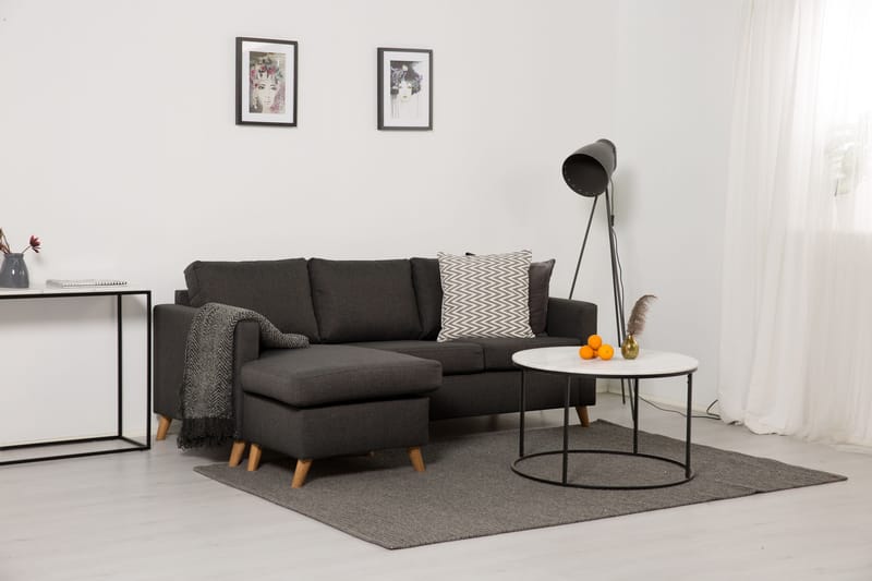 Divansofa Yen 3-seter Vendbar - Mørkgrå - Møbler - Sofaer - Sofaer med sjeselong - 3 seters sofa med divan