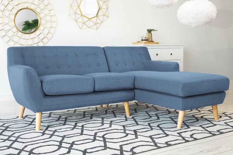 Hjørnesofa Motala 140 cm - Blå - Møbler - Sofaer - Sofaer med sjeselong - 3 seters sofa med divan