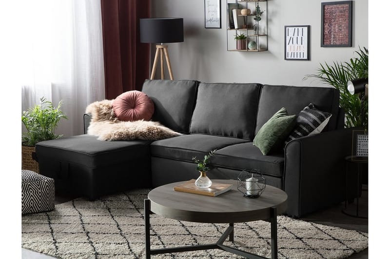 Hjørnesofa Nesna 228 cm - Svart - Møbler - Sofaer - Sofaer med sjeselong - 3 seters sofa med divan