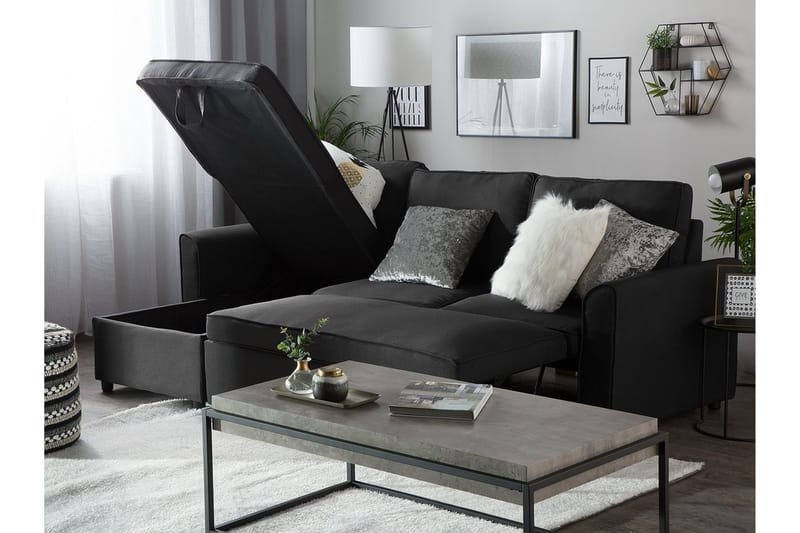 Hjørnesofa Nesna 228 cm - Svart - Møbler - Sofaer - Sofaer med sjeselong - 3 seters sofa med divan