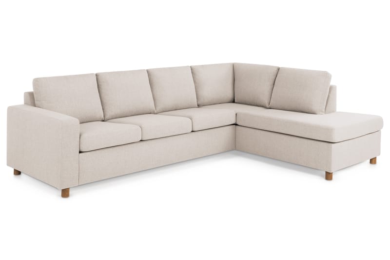 Sofa Nevada 3-seter med Sjeselong Høyre - Beige - Møbler - Sofaer - Sofaer med sjeselong - 3 seters sofa med divan