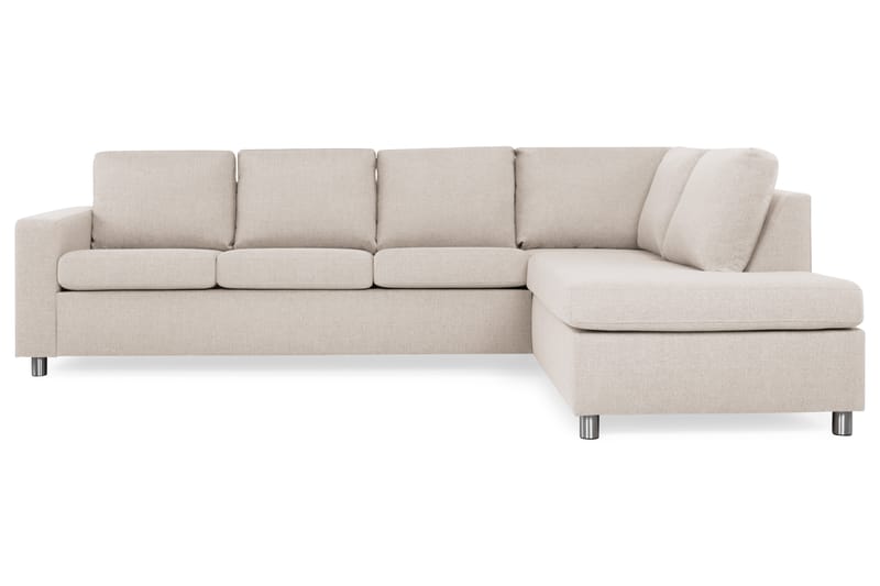 Sofa Nevada 3-seter med Sjeselong Høyre - Beige - Møbler - Sofaer - Sofaer med sjeselong - 3 seters sofa med divan