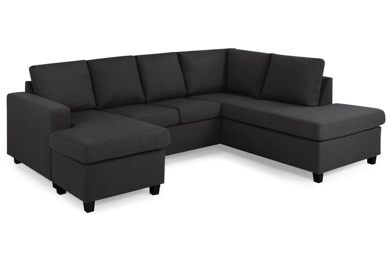 U-sofa Nevada Large Divan Venstre - Antrasitt - Møbler - Sofaer - Sofaer med sjeselong - 3 seters sofa med divan