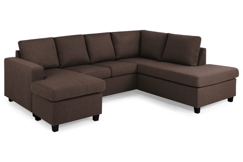 U-sofa Nevada Large Divan Venstre - Brun - Møbler - Sofaer - Sofaer med sjeselong - 3 seters sofa med divan