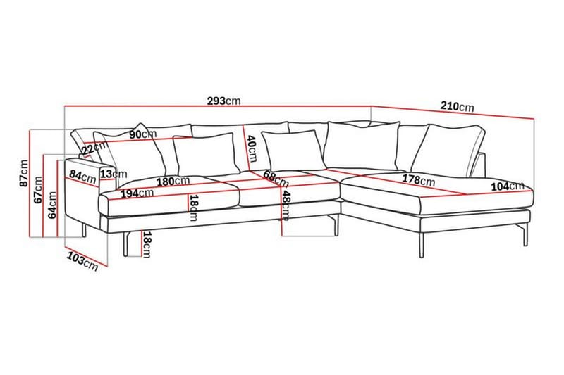 3-seters Sofa med Sjeselong Menard Høyre - Grønn - Møbler - Sofaer - Sofaer med sjeselong - 4 seters sofa med divan