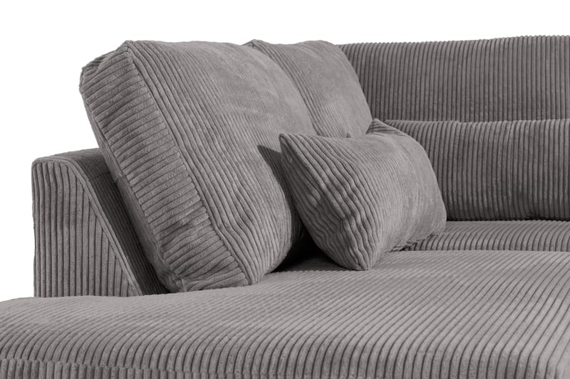 2,5-seter Sofa Cordfløyel - Grå - Møbler - Sofaer - Sofaer med sjeselong - 4 seters sofa med divan