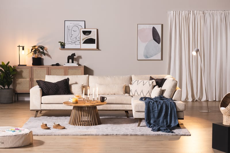 2,5-seter Sofa Haga Cordfløyel - Beige - Møbler - Sofaer - Sofaer med sjeselong - 4 seters sofa med divan