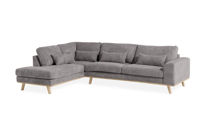 2,5-seter Sofa Haga Cordfløyel - Grå - Møbler - Sofaer - Sofaer med sjeselong - 4 seters sofa med divan