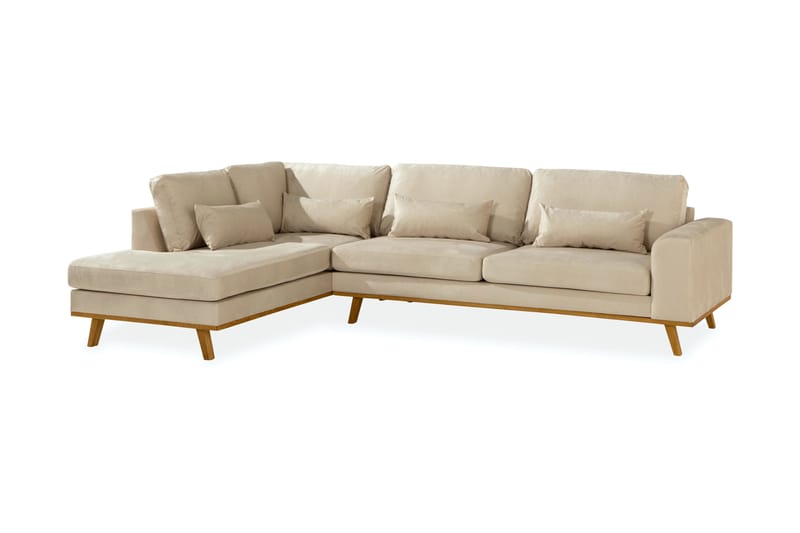 2,5-seter Sofa Haga Fløyel - Beige - Møbler - Sofaer - Sofaer med sjeselong - 4 seters sofa med divan