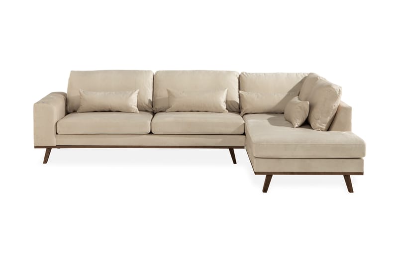 2,5-seter Sofa Haga Fløyel - Beige - Møbler - Sofaer - Sofaer med sjeselong - 4 seters sofa med divan