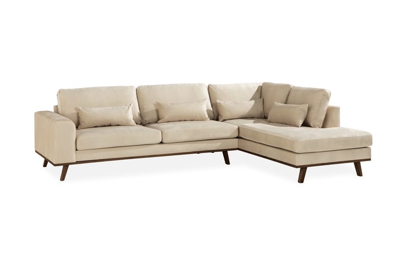 2,5-seter Sofa Haga Fløyel - Beige - Møbler - Sofaer - Sofaer med sjeselong - 4 seters sofa med divan