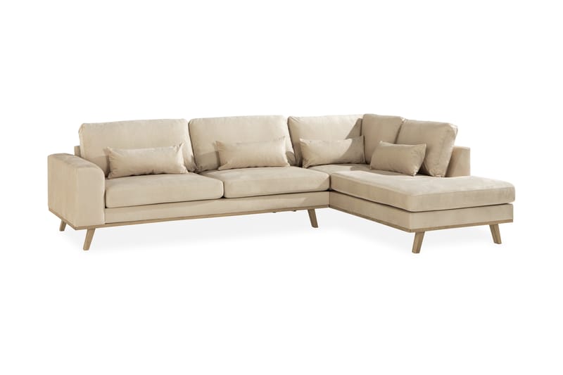 2,5-seter Sofa Haga Fløyel - Beige - Møbler - Sofaer - Sofaer med sjeselong - 4 seters sofa med divan