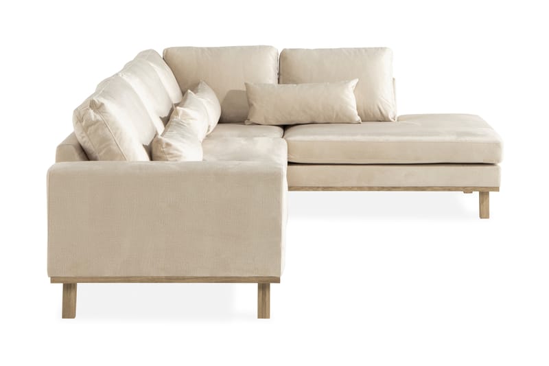 2,5-seter Sofa Haga Fløyel - Beige - Møbler - Sofaer - Sofaer med sjeselong - 4 seters sofa med divan