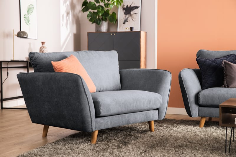 3-seter Divansofa Colt Lyx Venstre - Mørkegrå/Eik - 4 seters sofa med divan - Sofaer med sjeselong