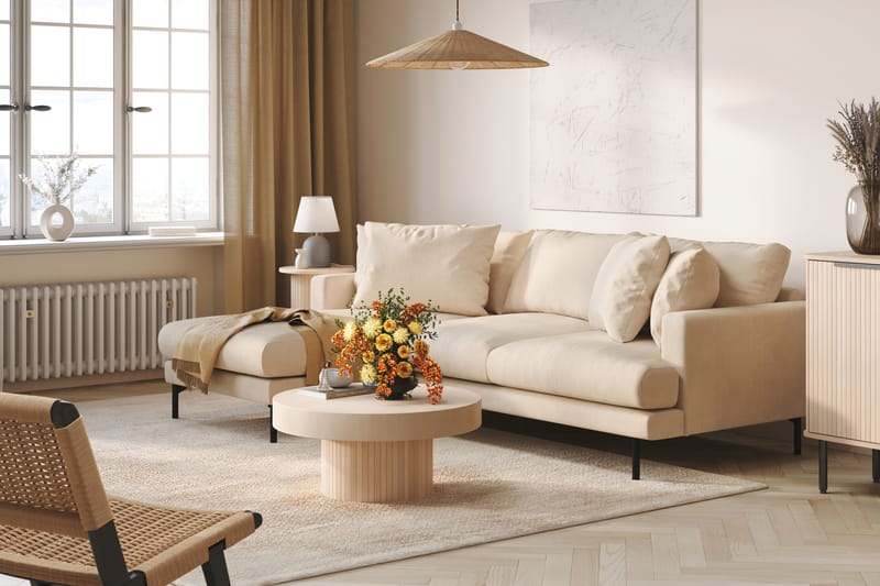 4-seters Divansofa Armunia - Beige - Møbler - Sofaer - Sofaer med sjeselong - 4 seters sofa med divan