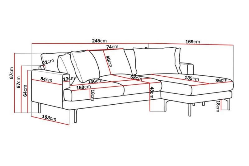 4-seters Divansofa Armunia - Lilla - Møbler - Sofaer - Sofaer med sjeselong - 4 seters sofa med divan