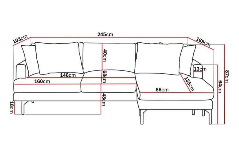 4-seters Divansofa Armunia - Lilla - Møbler - Sofaer - Sofaer med sjeselong - 4 seters sofa med divan