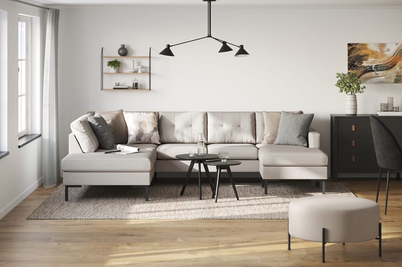 4-seters U-sofa Divan Høyre Frillestad - Beige - Møbler - Sofaer - Sofaer med sjeselong - 4 seters sofa med divan