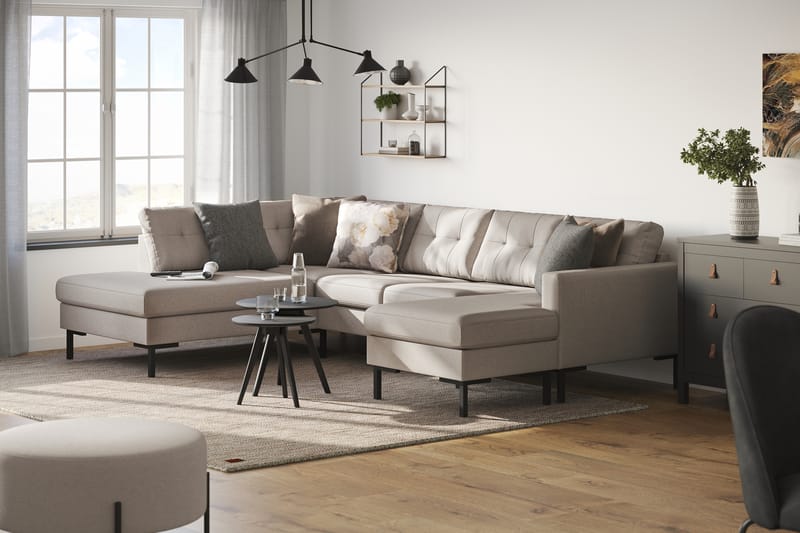 4-seters U-sofa Divan Høyre Frillestad - Beige - Møbler - Sofaer - Sofaer med sjeselong - 4 seters sofa med divan