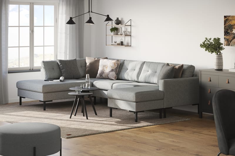 4-seters U-sofa Divan Høyre Frillestad - Grå - Møbler - Sofaer - Sofaer med sjeselong - 4 seters sofa med divan