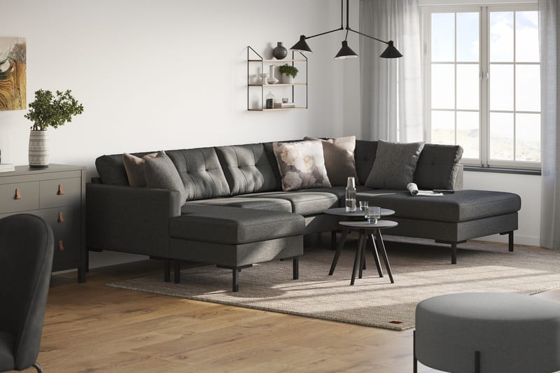 4-seters U-sofa Divan Venstre Frillestad - Mørkegrå - Møbler - Sofaer - Sofaer med sjeselong - 4 seters sofa med divan