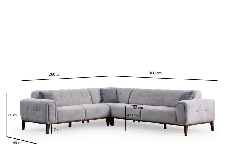 4-seters Sofa med Divan Athena - Lysegrå - Møbler - Sofaer - Sofaer med sjeselong - 4 seters sofa med divan