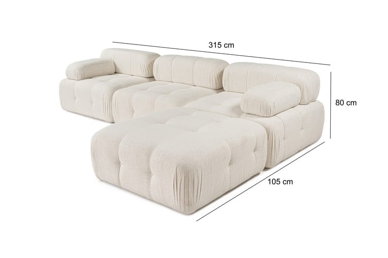 Boblende Divansofa 3-seter 315 cm Belgin - Lysebeige - Møbler - Sofaer - Sofaer med sjeselong - 4 seters sofa med divan