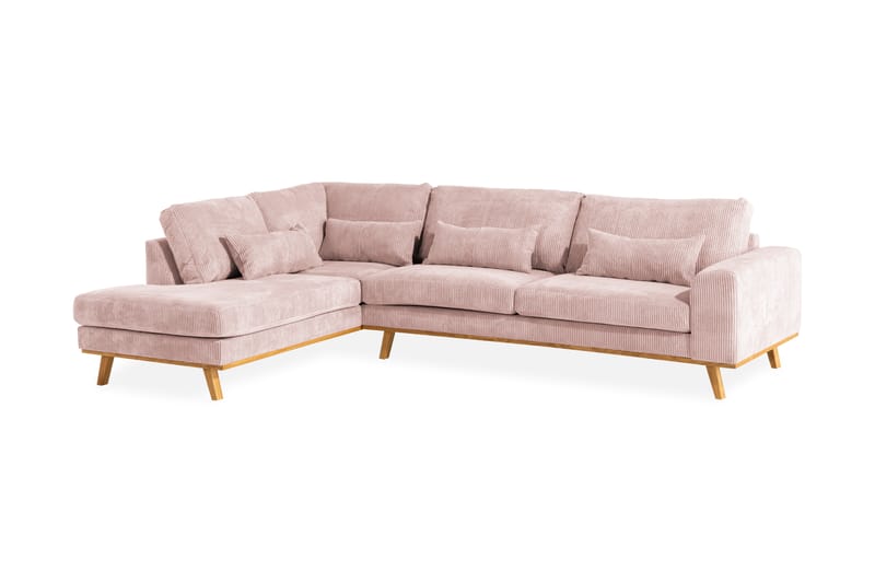 Divansofa Haga 2,5-seter - Rosa/Eik - Møbler - Sofaer - Sofaer med sjeselong - 4 seters sofa med divan