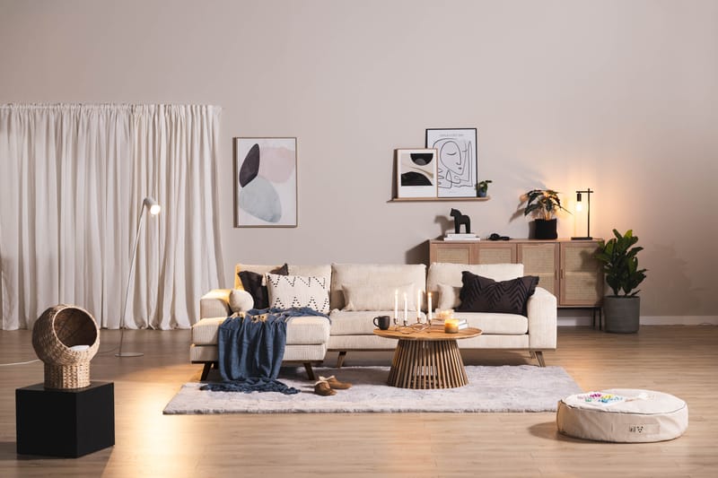 Divansofa Haga Cordfløyel - Beige - Møbler - Sofaer - Sofaer med sjeselong - 4 seters sofa med divan