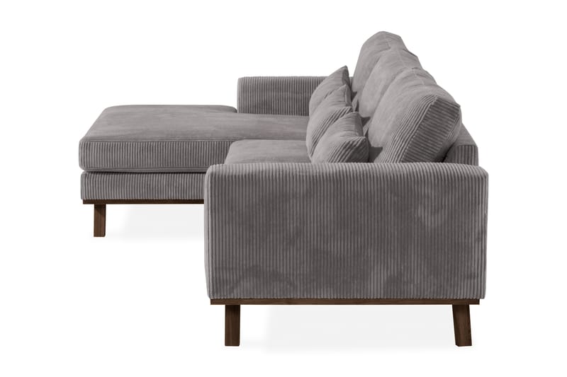 Divansofa Haga Cordfløyel - Grå - Møbler - Sofaer - Sofaer med sjeselong - 4 seters sofa med divan