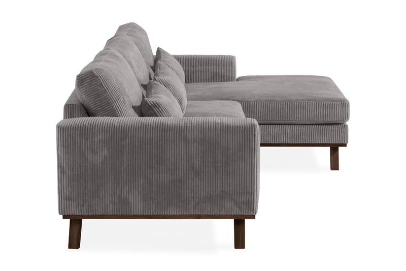 Divansofa Haga Cordfløyel - Grå - Møbler - Sofaer - Sofaer med sjeselong - 4 seters sofa med divan