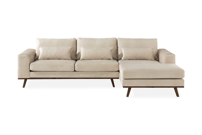 Divansofa Haga Fløyel - Beige - Møbler - Sofaer - Sofaer med sjeselong - 4 seters sofa med divan