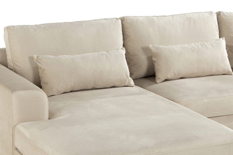 Divansofa Haga Fløyel - Beige - Møbler - Sofaer - Sofaer med sjeselong - 4 seters sofa med divan