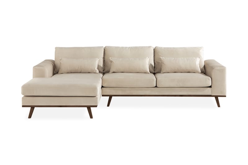 Divansofa Haga Fløyel - Beige - Møbler - Sofaer - Sofaer med sjeselong - 4 seters sofa med divan