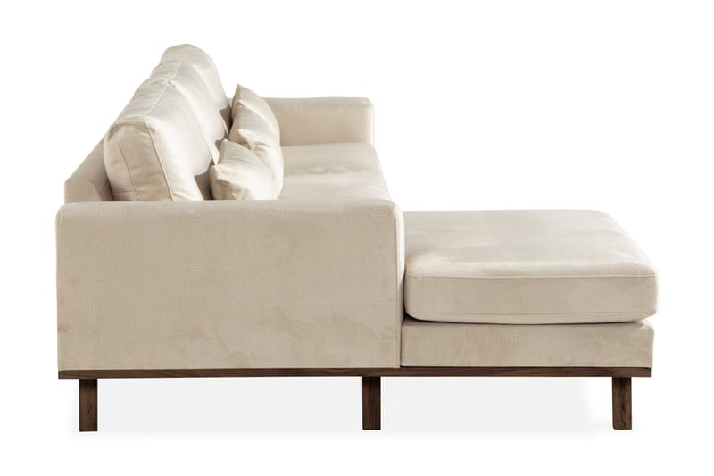 Divansofa Haga Fløyel - Beige - Møbler - Sofaer - Sofaer med sjeselong - 4 seters sofa med divan