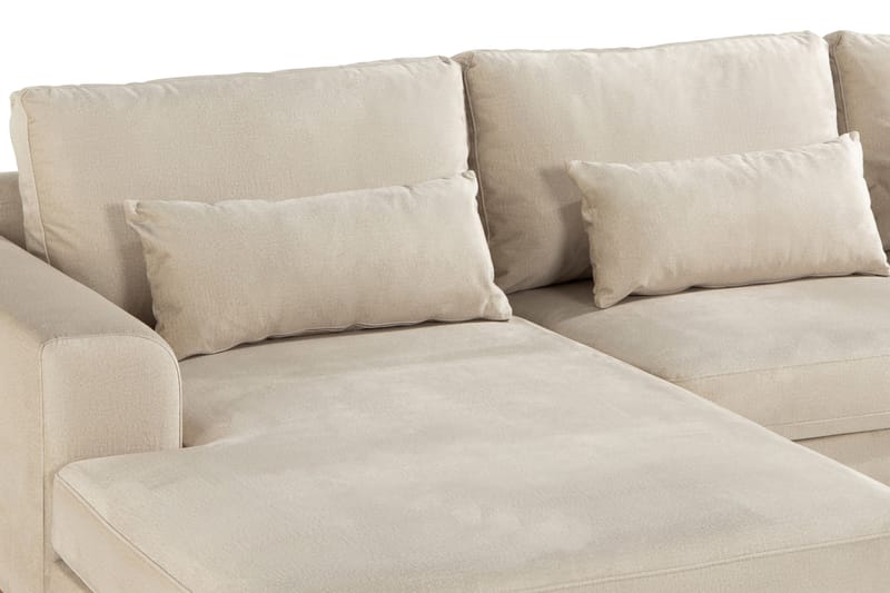 Divansofa Haga Fløyel - Beige - Møbler - Sofaer - Sofaer med sjeselong - 4 seters sofa med divan