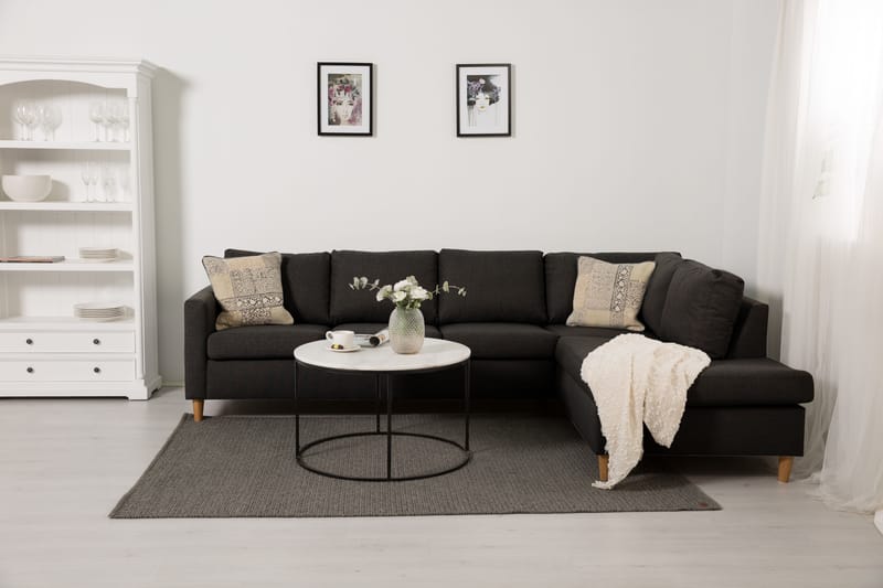 Divansofa Yen 4-seter Høyre - Mørkgrå - Møbler - Sofaer - Sofaer med sjeselong - 4 seters sofa med divan