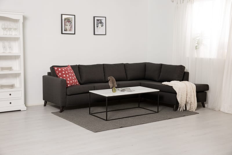 Divansofa Yen 4-seter Høyre - Mørkgrå - Møbler - Sofaer - Sofaer med sjeselong - 4 seters sofa med divan