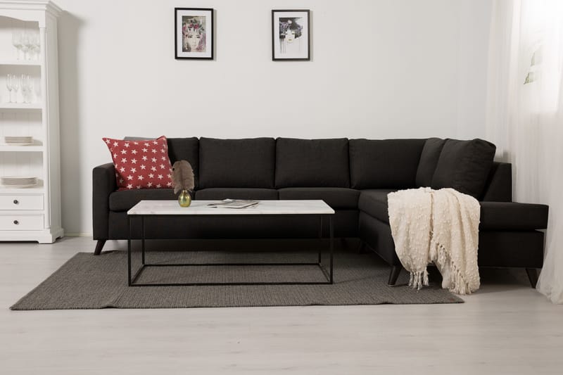 Divansofa Yen 4-seter Høyre - Mørkgrå - Møbler - Sofaer - Sofaer med sjeselong - 4 seters sofa med divan