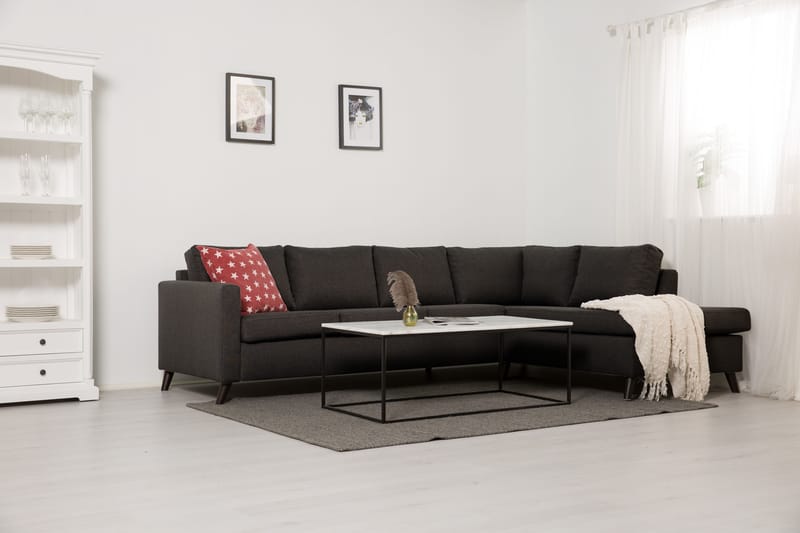 Divansofa Yen 4-seter Høyre - Mørkgrå - Møbler - Sofaer - Sofaer med sjeselong - 4 seters sofa med divan